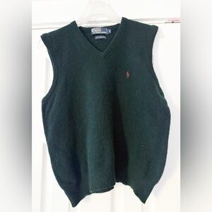 Ralph Lauren Vintage 90’s Dark Green Lambswool V-Neck Sweater Vest Size‎ Medium